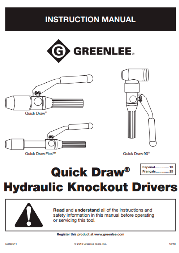 Greenlee - Quick Draw 7804E, 7904E Instructions For Use