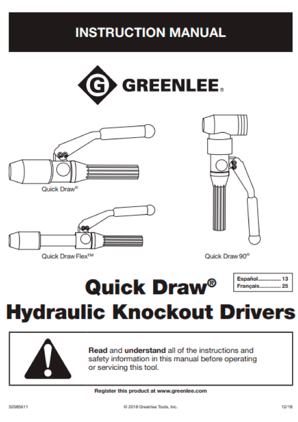 Greenlee - Quick Draw 7804E, 7904E Käyttöohjeet