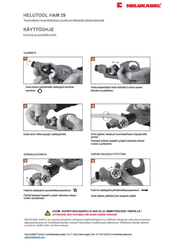 Helukabel - HAM29 Käyttöohjeet 