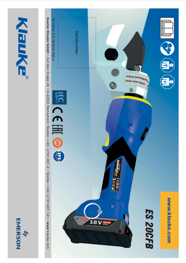 Klauke - ES 20 CFB Instructions For Use