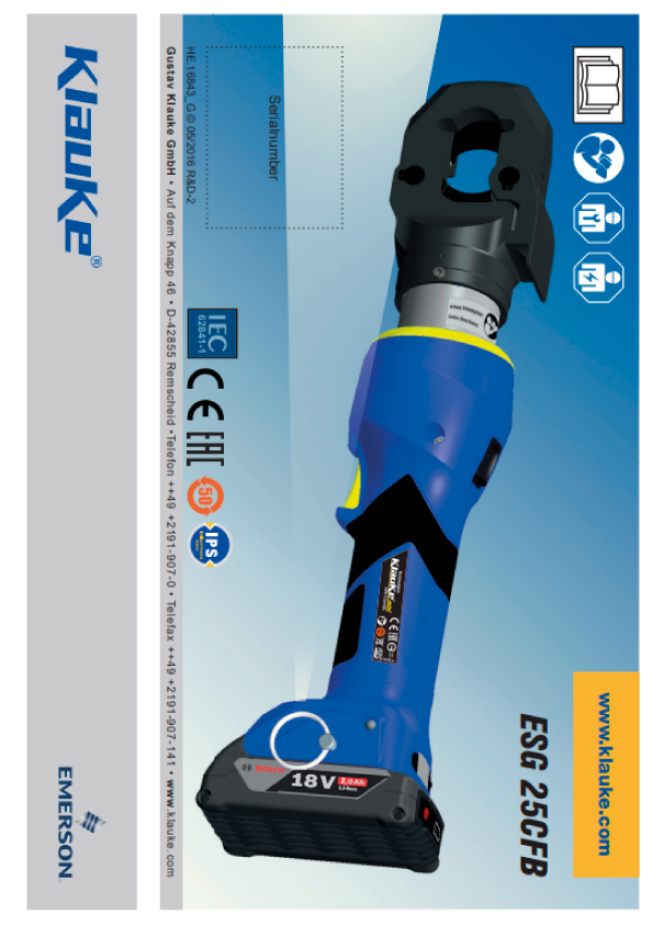 Klauke - ESG 25 CFB Instructions For Use