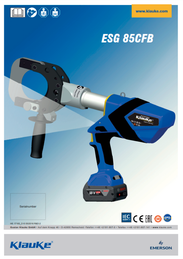 Klauke - ESG 85 CFB Instructions For Use