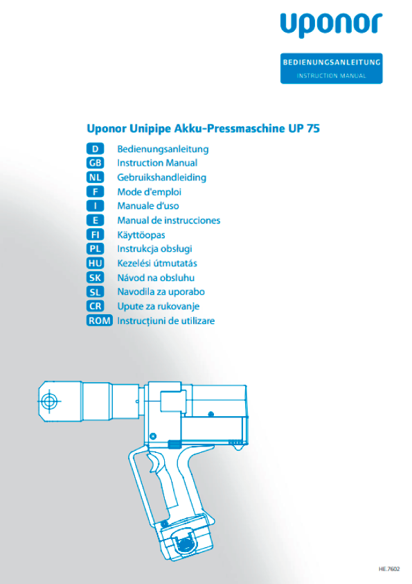 Uponor - UP 75 Instructions For Use