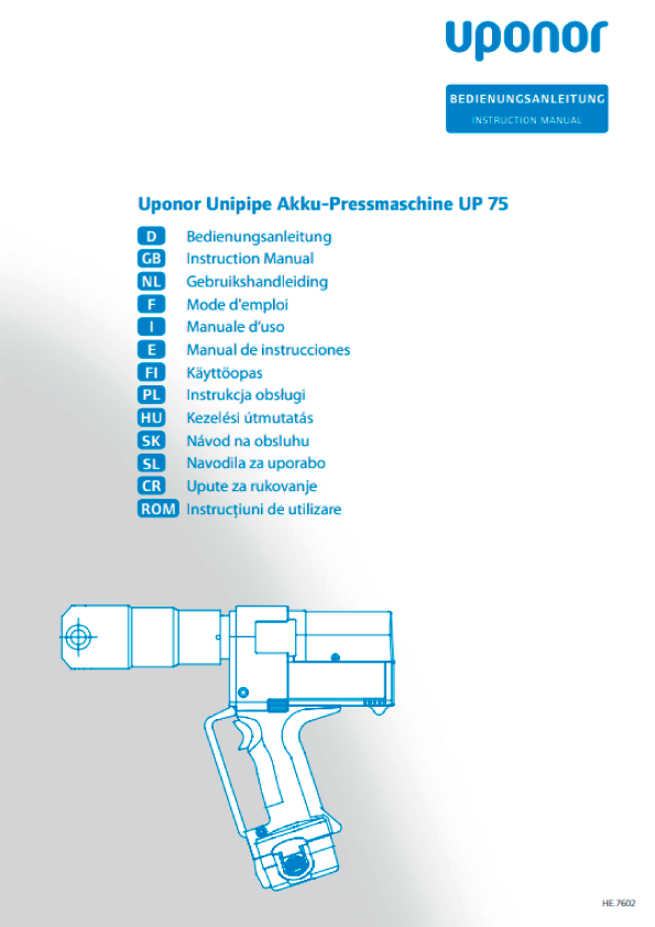 Uponor - UP 75 Käyttöohjeet