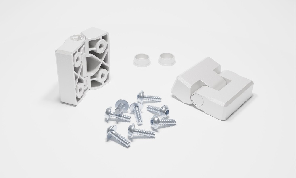 Picture of the accessories (external hinges) of the new MULTI-BOX MBI-L enclosures.